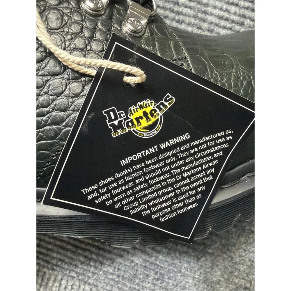 Dr Martens 1461 Bex Steel Toe Shoes Men 10 Croc Embossed Leather Forest Green